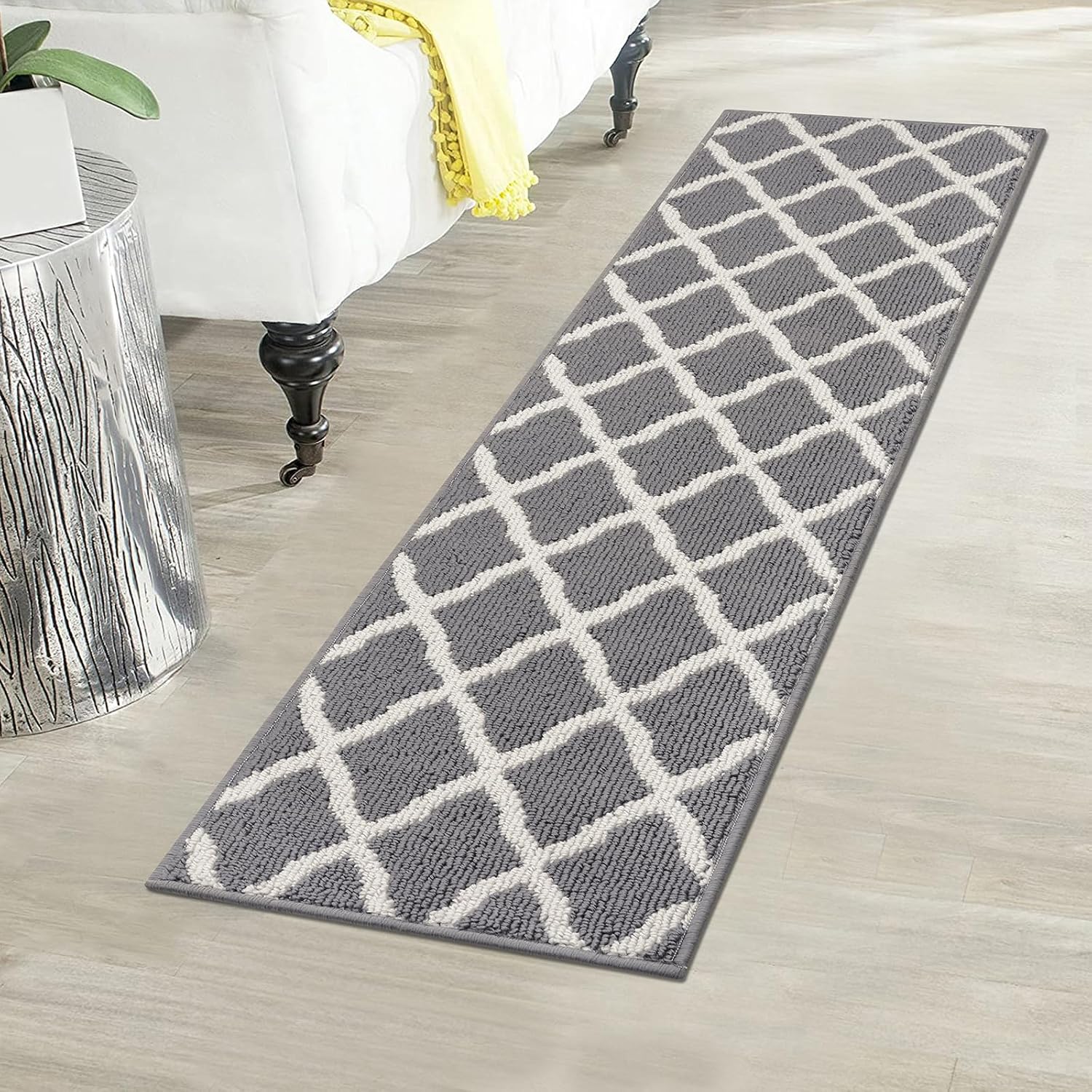 SHACOS Narrow Runner Rugs 18"x60" Washable Non Slip Rubber Backing Long Kitchen Hall Carpet Dirt Trapper Floor Runner Mats for Entryway Living Room, Light Gray - Image 4