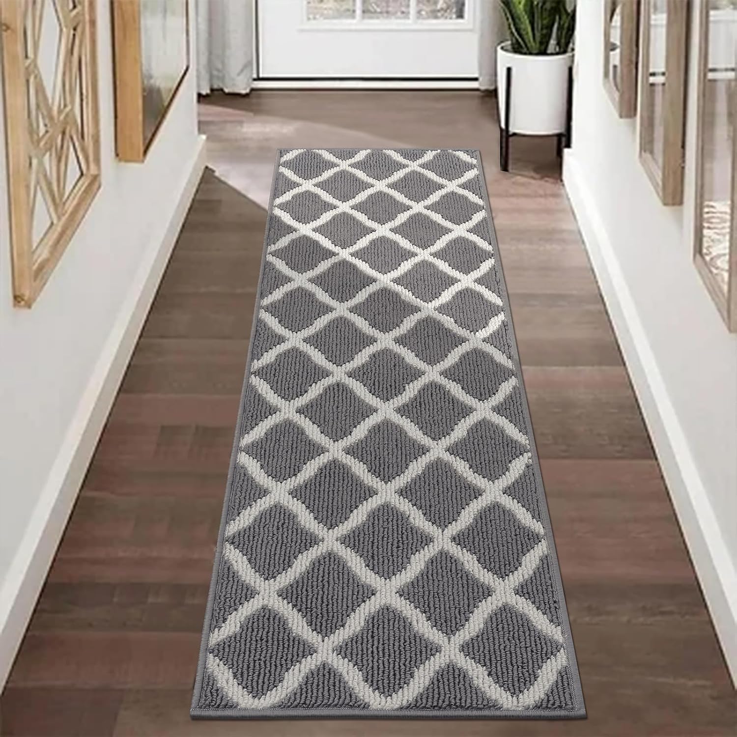 SHACOS Narrow Runner Rugs 18"x60" Washable Non Slip Rubber Backing Long Kitchen Hall Carpet Dirt Trapper Floor Runner Mats for Entryway Living Room, Light Gray - Image 5