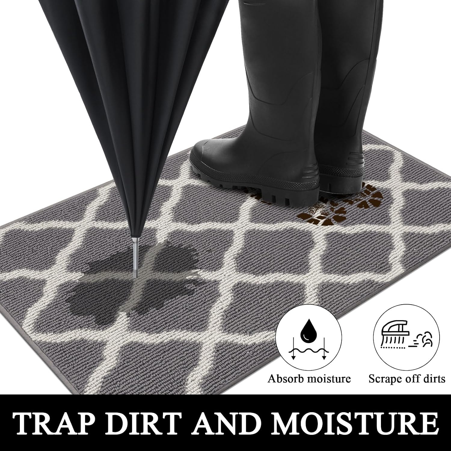 SHACOS Narrow Runner Rugs 18"x60" Washable Non Slip Rubber Backing Long Kitchen Hall Carpet Dirt Trapper Floor Runner Mats for Entryway Living Room, Light Gray - Image 6