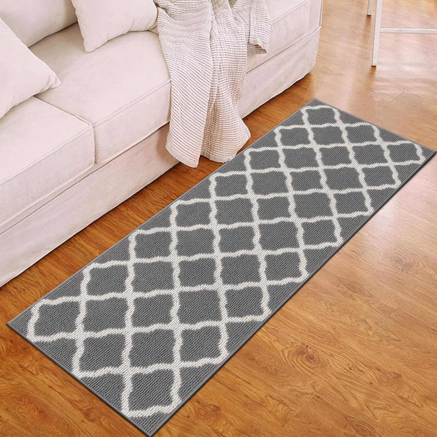 SHACOS Narrow Runner Rugs 18"x60" Washable Non Slip Rubber Backing Long Kitchen Hall Carpet Dirt Trapper Floor Runner Mats for Entryway Living Room, Light Gray - Image 9