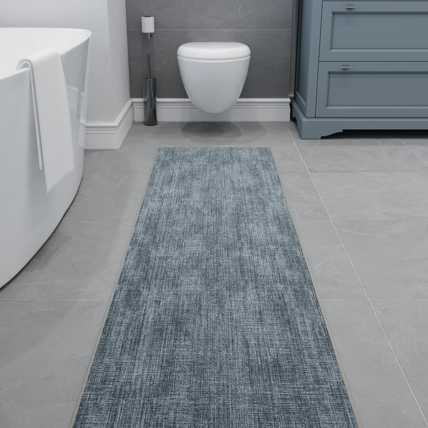 Ottomanson Runner Rug 1'10.5" x 8' – Soft Non-Slip Rug, Quick Dry Low Pile Carpet for Entryway, Kitchen, Hallway & Narrow Indoor Spaces, Solid Greyish Blue - Image 12