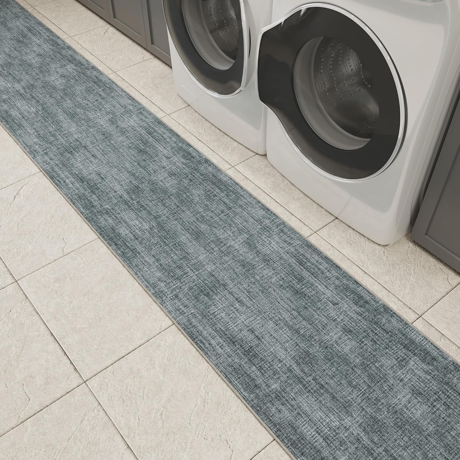 Ottomanson Runner Rug 1'10.5" x 8' – Soft Non-Slip Rug, Quick Dry Low Pile Carpet for Entryway, Kitchen, Hallway & Narrow Indoor Spaces, Solid Greyish Blue - Image 13