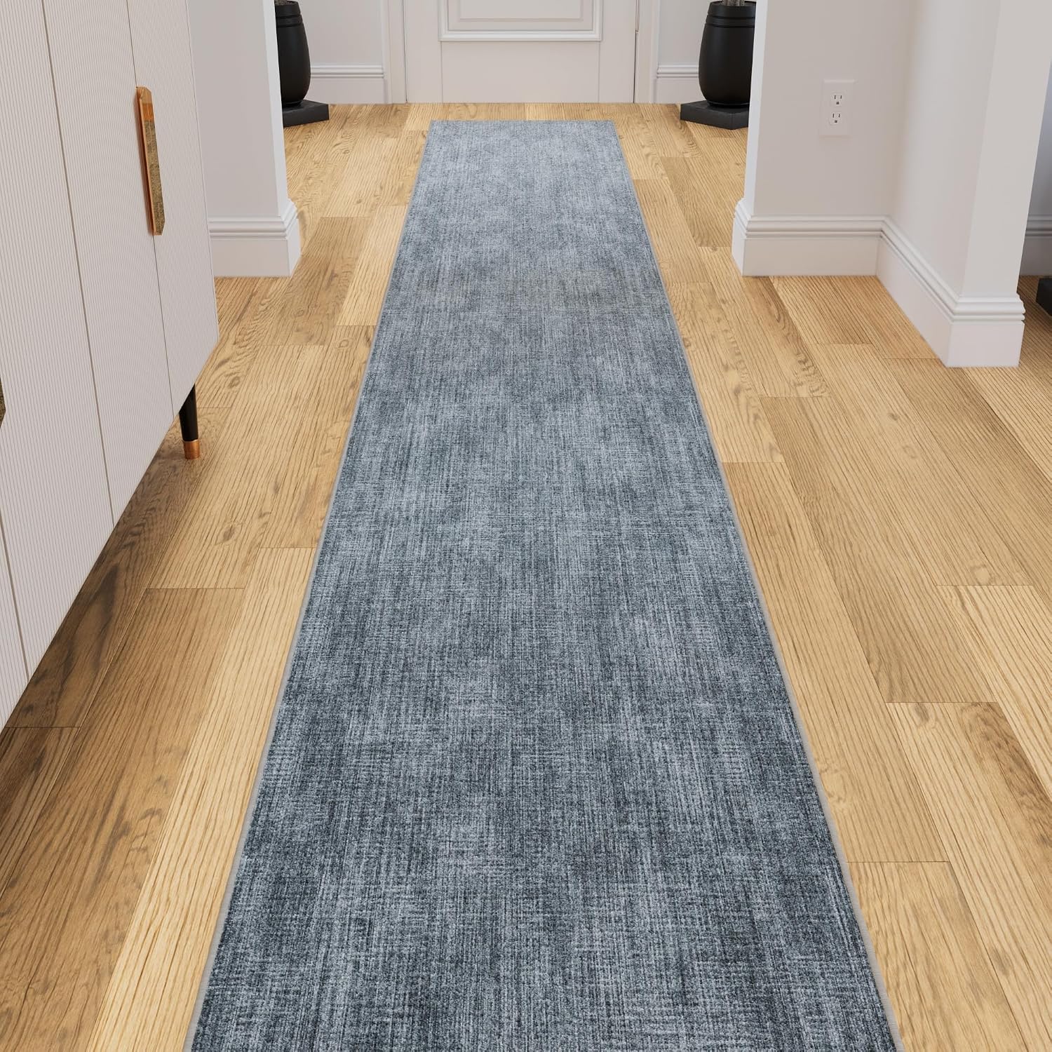 Ottomanson Runner Rug 1'10.5" x 8' – Soft Non-Slip Rug, Quick Dry Low Pile Carpet for Entryway, Kitchen, Hallway & Narrow Indoor Spaces, Solid Greyish Blue - Image 9