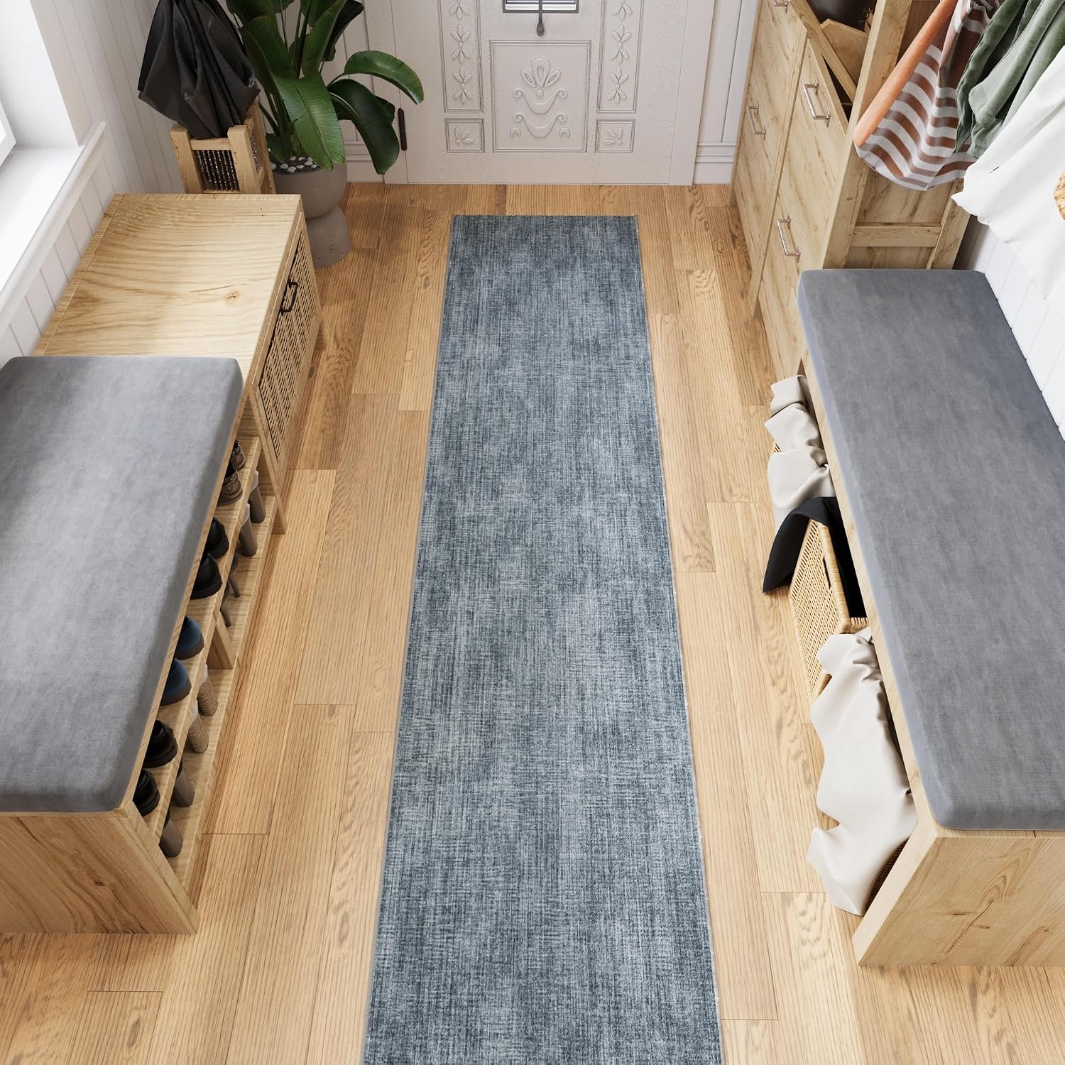 Ottomanson Runner Rug 1'10.5" x 8' – Soft Non-Slip Rug, Quick Dry Low Pile Carpet for Entryway, Kitchen, Hallway & Narrow Indoor Spaces, Solid Greyish Blue - Image 10