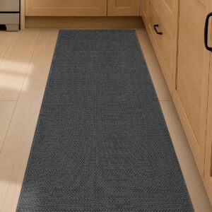 Color&Geometry Small Kitchen Rugs and Mats Non Slip Washable, Absorbent Easy Clean Narrow Kitchen Floor Mats with Rubber Backing for in Front of Sink, Laundry Room,17"X70",Grey