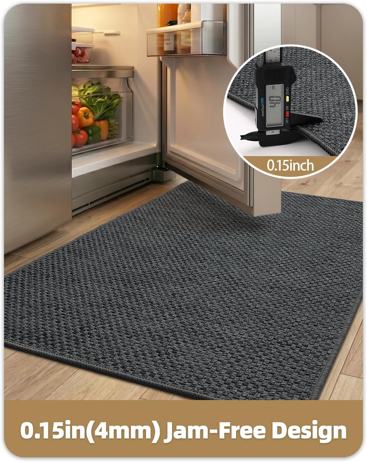 Color&Geometry Small Kitchen Rugs and Mats Non Slip Washable, Absorbent Easy Clean Narrow Kitchen Floor Mats with Rubber Backing for in Front of Sink, Laundry Room,17"X70",Grey - Image 4