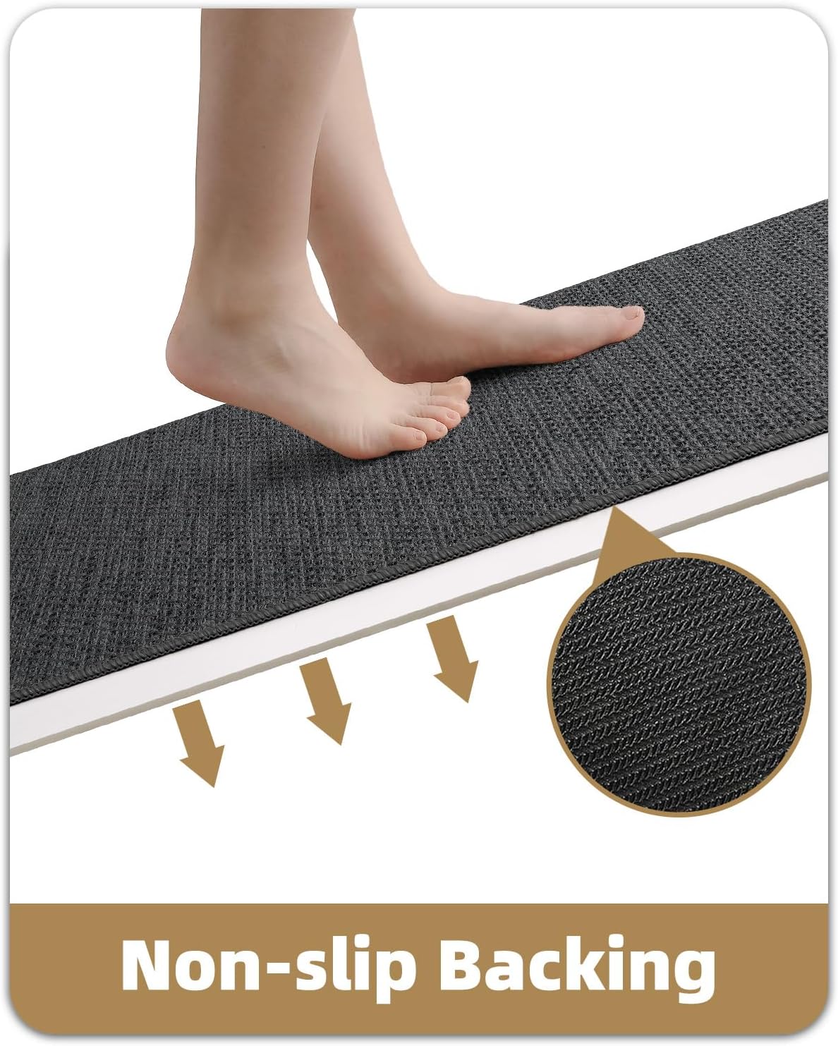 Color&Geometry Small Kitchen Rugs and Mats Non Slip Washable, Absorbent Easy Clean Narrow Kitchen Floor Mats with Rubber Backing for in Front of Sink, Laundry Room,17"X70",Grey - Image 6