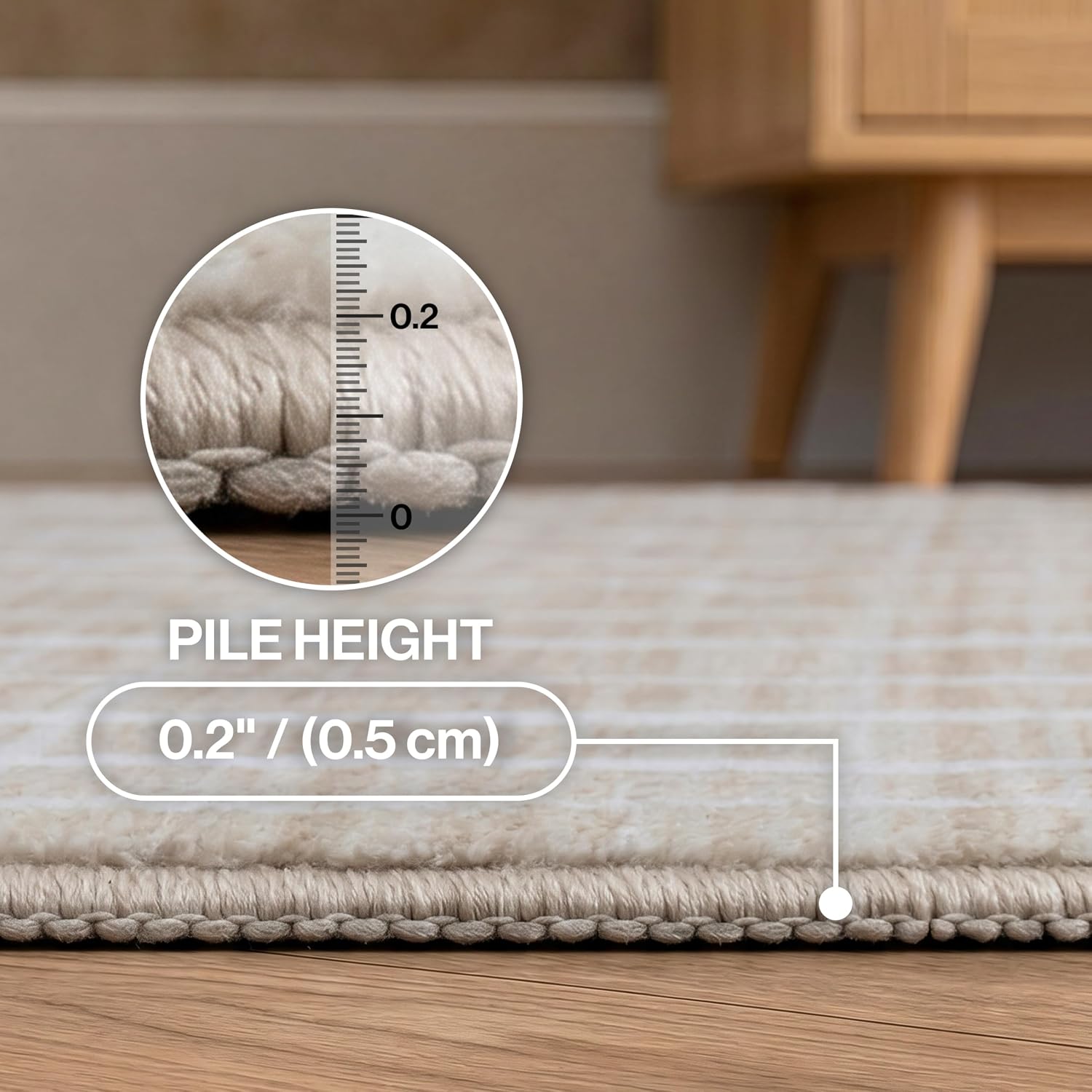 JONATHAN Y Washable Orton Distressed Ticking Stripe 2' x 8' Machine-Washable Polyester Runner Rug, Beige and Cream, Farmhouse Vintage Style with Low Pile for Hallway WSH519F-28 - Image 6