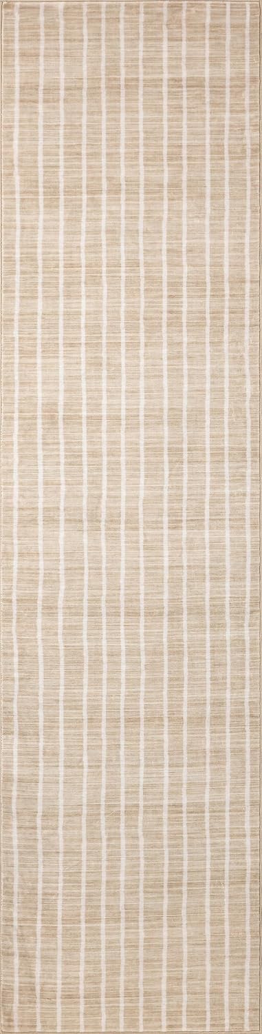 JONATHAN Y Washable Orton Distressed Ticking Stripe 2' x 8' Machine-Washable Polyester Runner Rug, Beige and Cream, Farmhouse Vintage Style with Low Pile for Hallway WSH519F-28 - Image 8