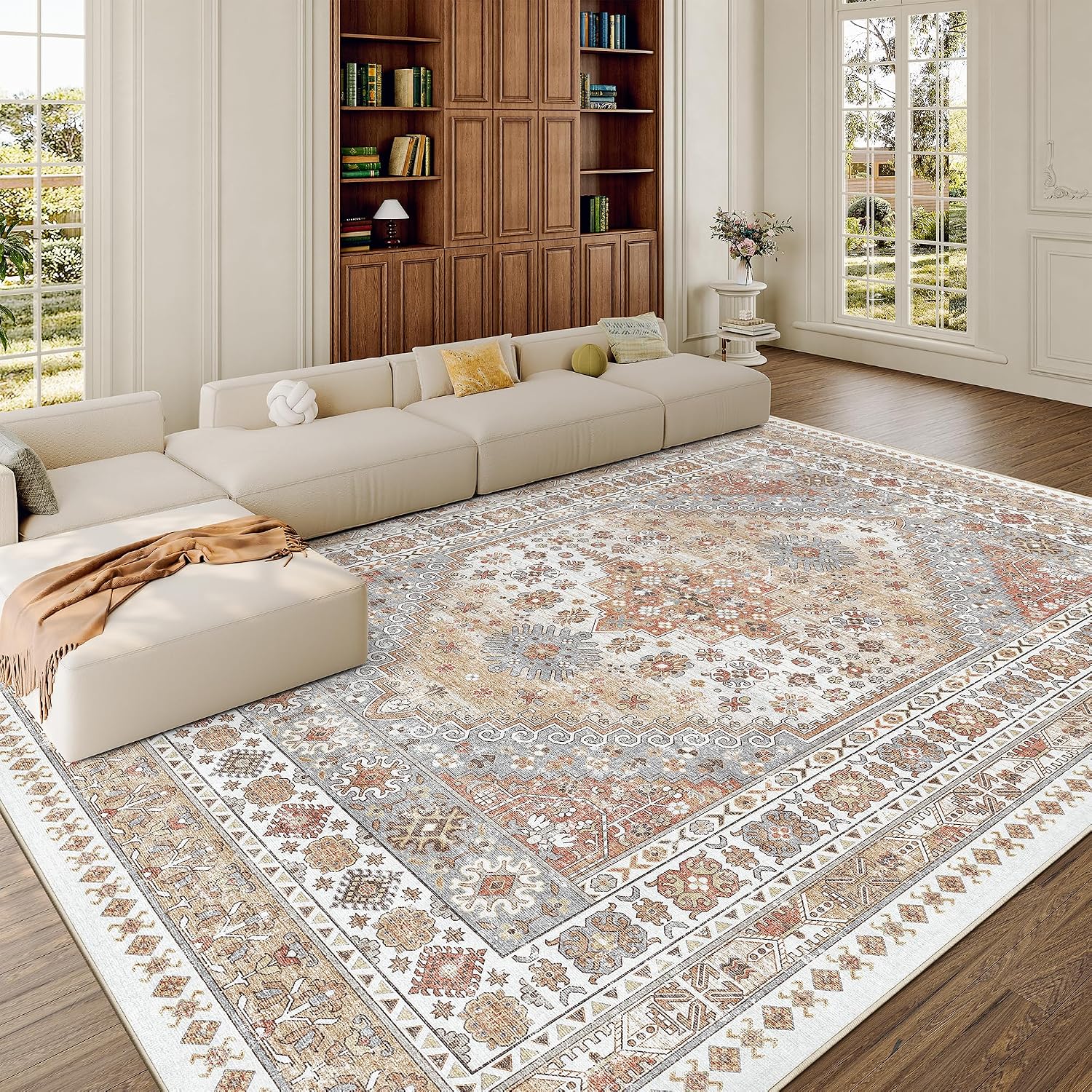 zesthome 8x10 Area Rugs for Living Room,Large Washable Rug,Orange - Image 4