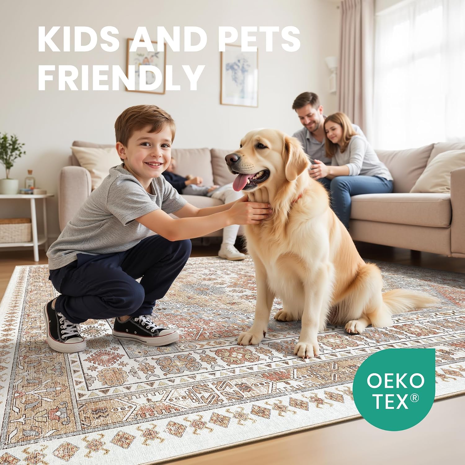 zesthome 8x10 Area Rugs for Living Room,Large Washable Rug,Orange - Image 7